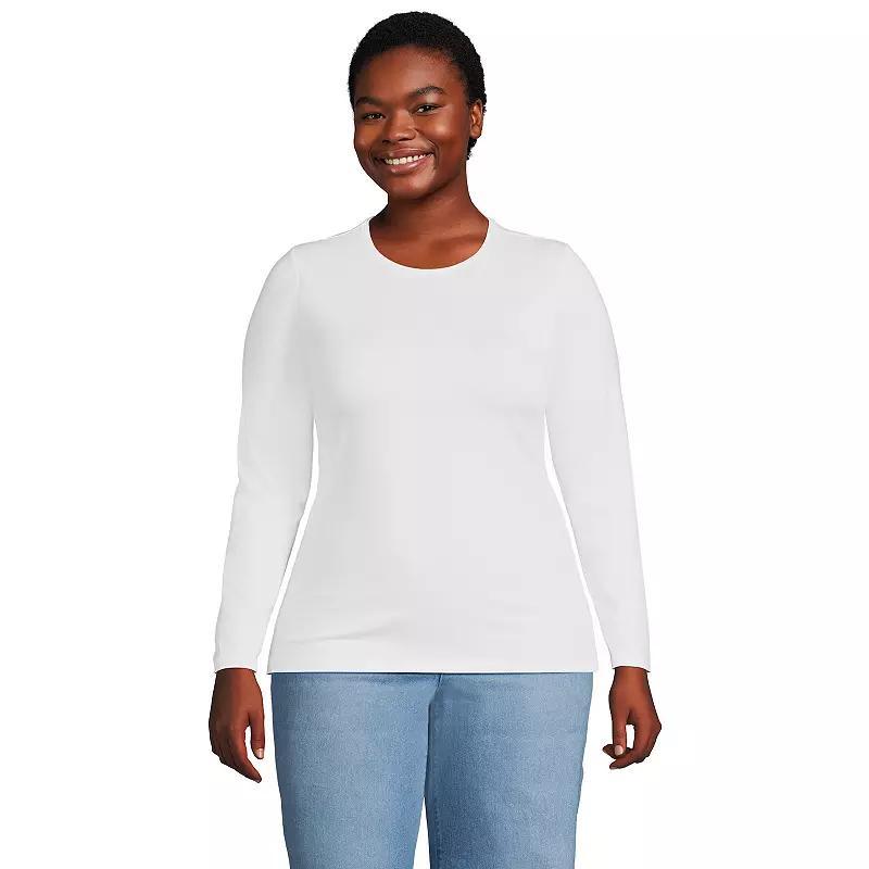 Plus Size Lands' End Long Sleeve Lightweight Jersey Crewneck Top, Women's, Size: 3XL, Light Cornflower Product Image