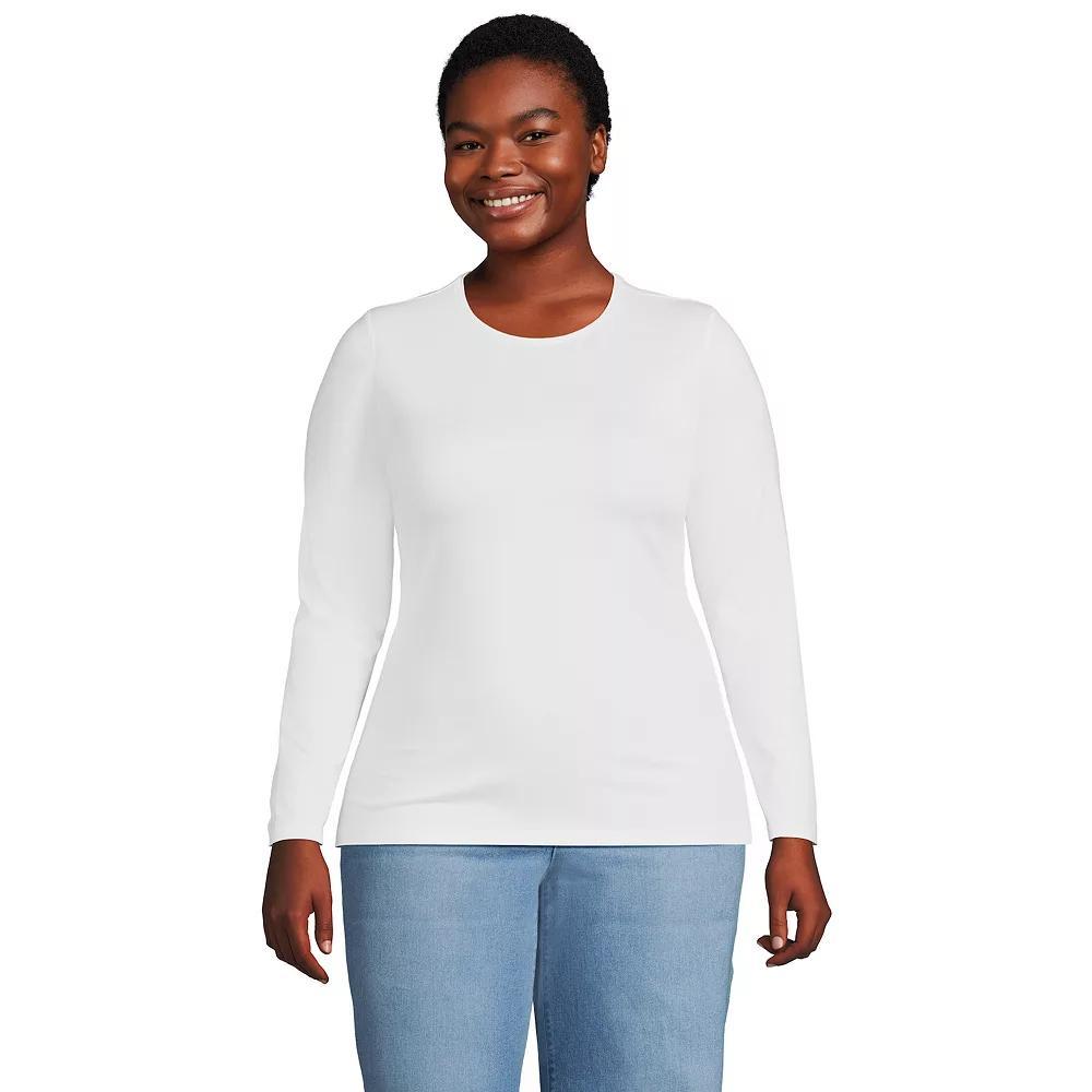 Plus Size Lands' End Long Sleeve Lightweight Jersey Crewneck Top, Women's, Size: 3XL, Light Cornflower Product Image