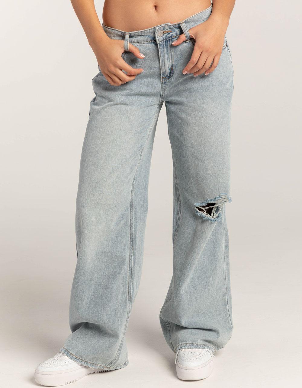 RSQ Womens Low Rise Baggy Jeans - LIGHT WASH Product Image