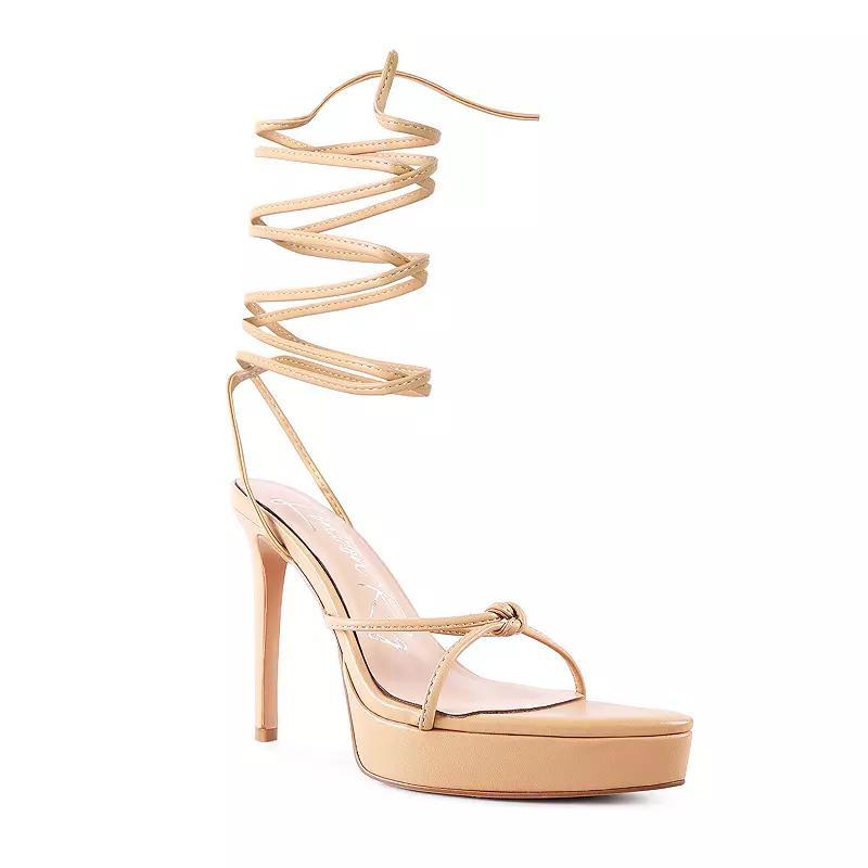 London Rag Women's High Heel Lace-Up Sandals, Size: 6, Latte Product Image
