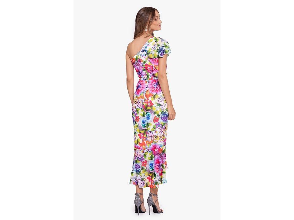 Betsy & Adam Midi Chif Print One Shoulder (Multicolor) Women's Dress Product Image