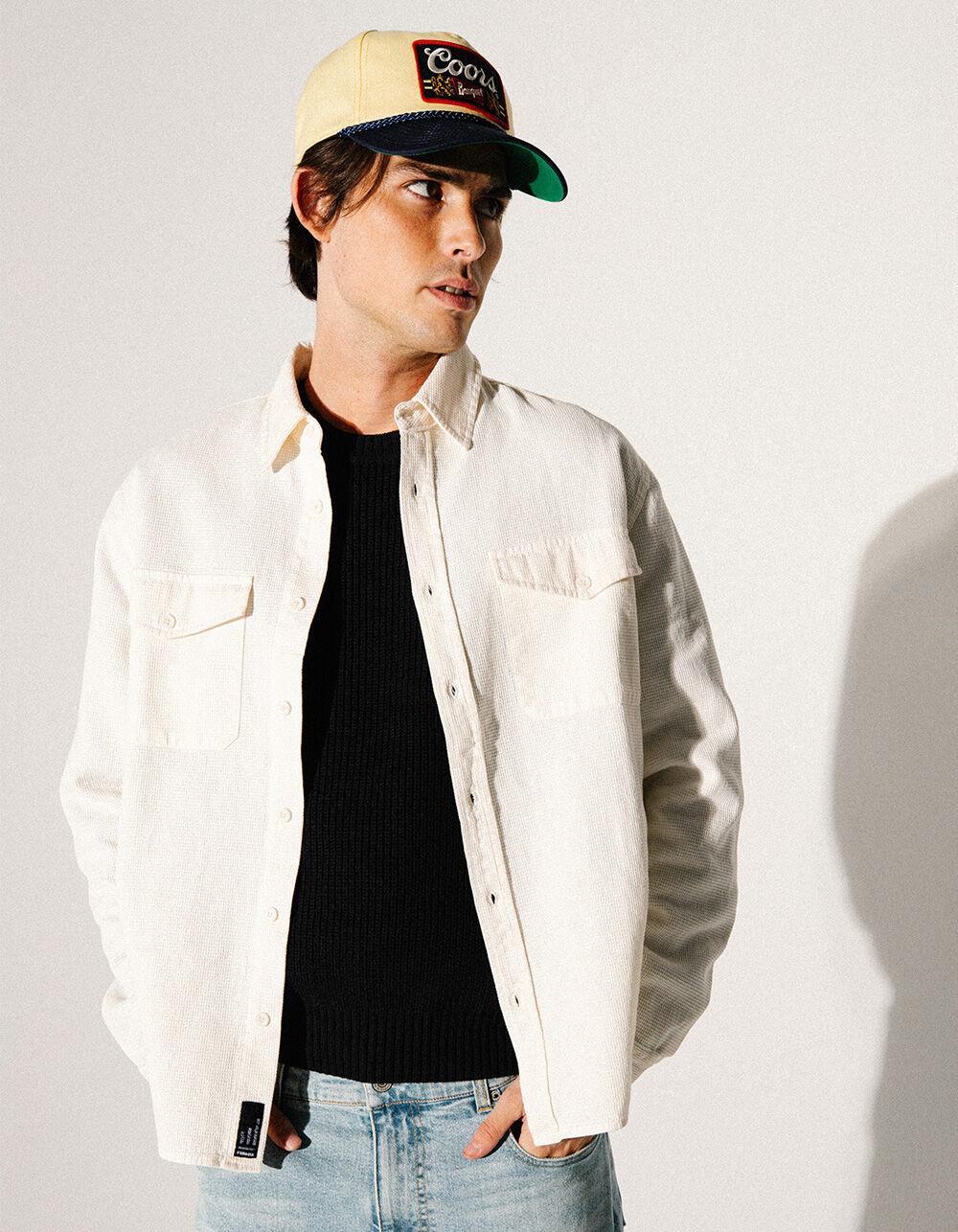 RSQ Mens Waffle Oversized Long Sleeve Button Up Shirt - OFF WHITE Product Image