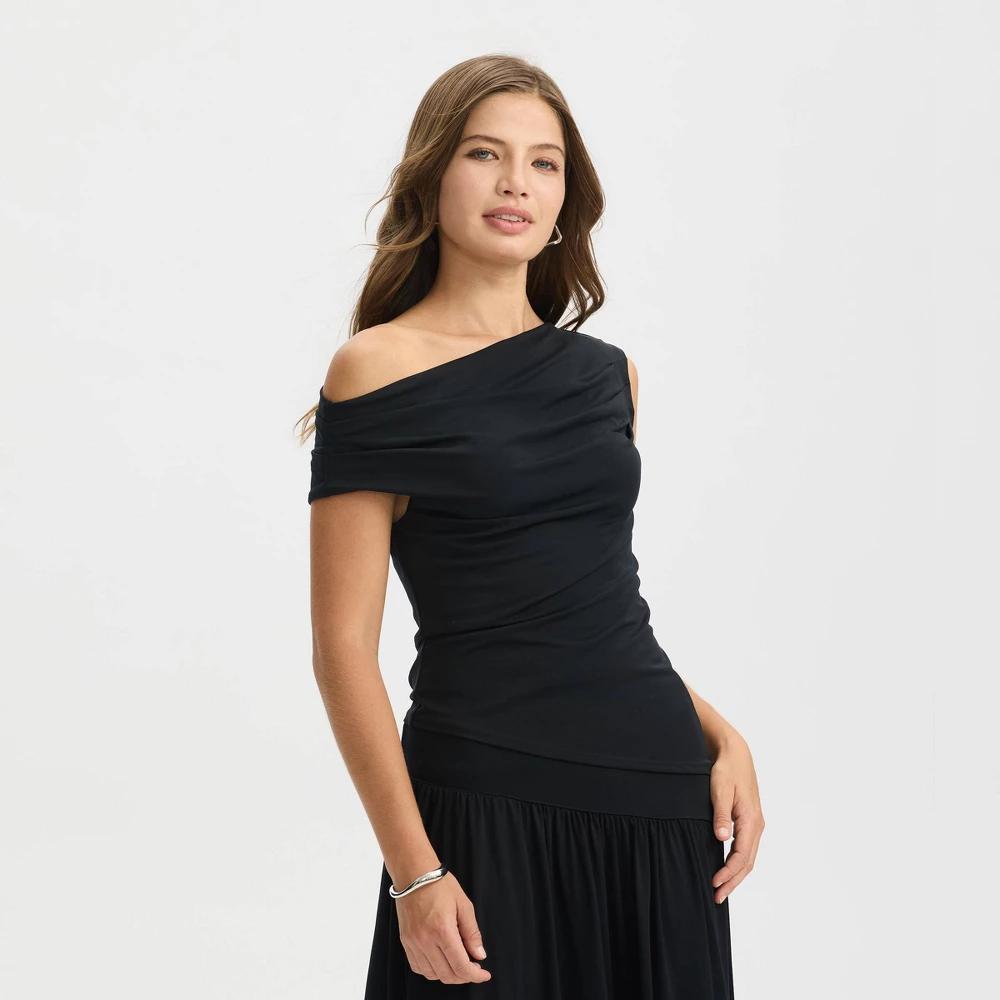 Women's Ruched Asymmetrical Top - A New Day™ Product Image