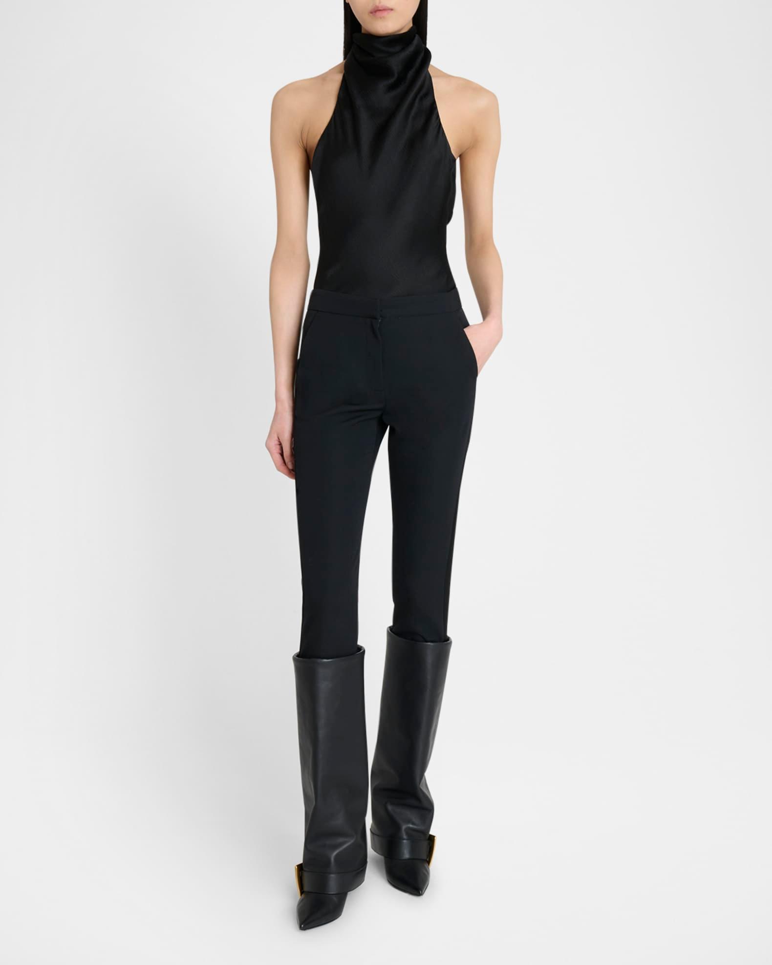 Crepe Satin Halter Cowl-Neck Top Product Image