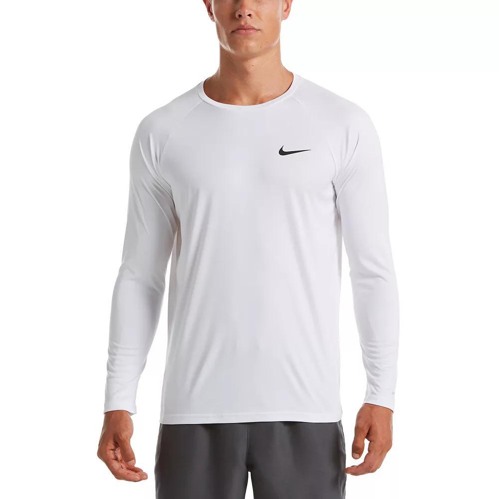 Men's Nike Dri-FIT UPF 40+ Hydroguard Long Sleeve Swim Tee, Size: Medium, Black Navy Product Image