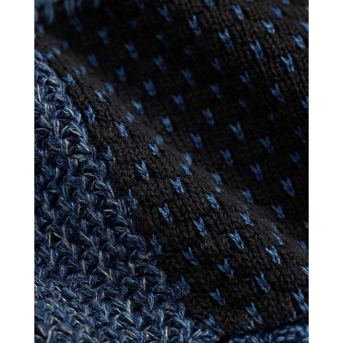 Indigo Patchwork Cotton-Linen Cardigan Product Image