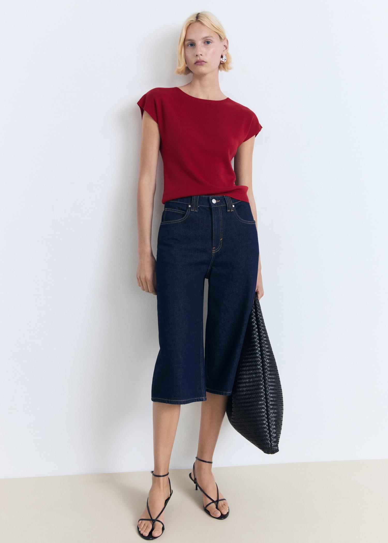 Short-sleeved fine-knit sweater - Women | MANGO USA Product Image