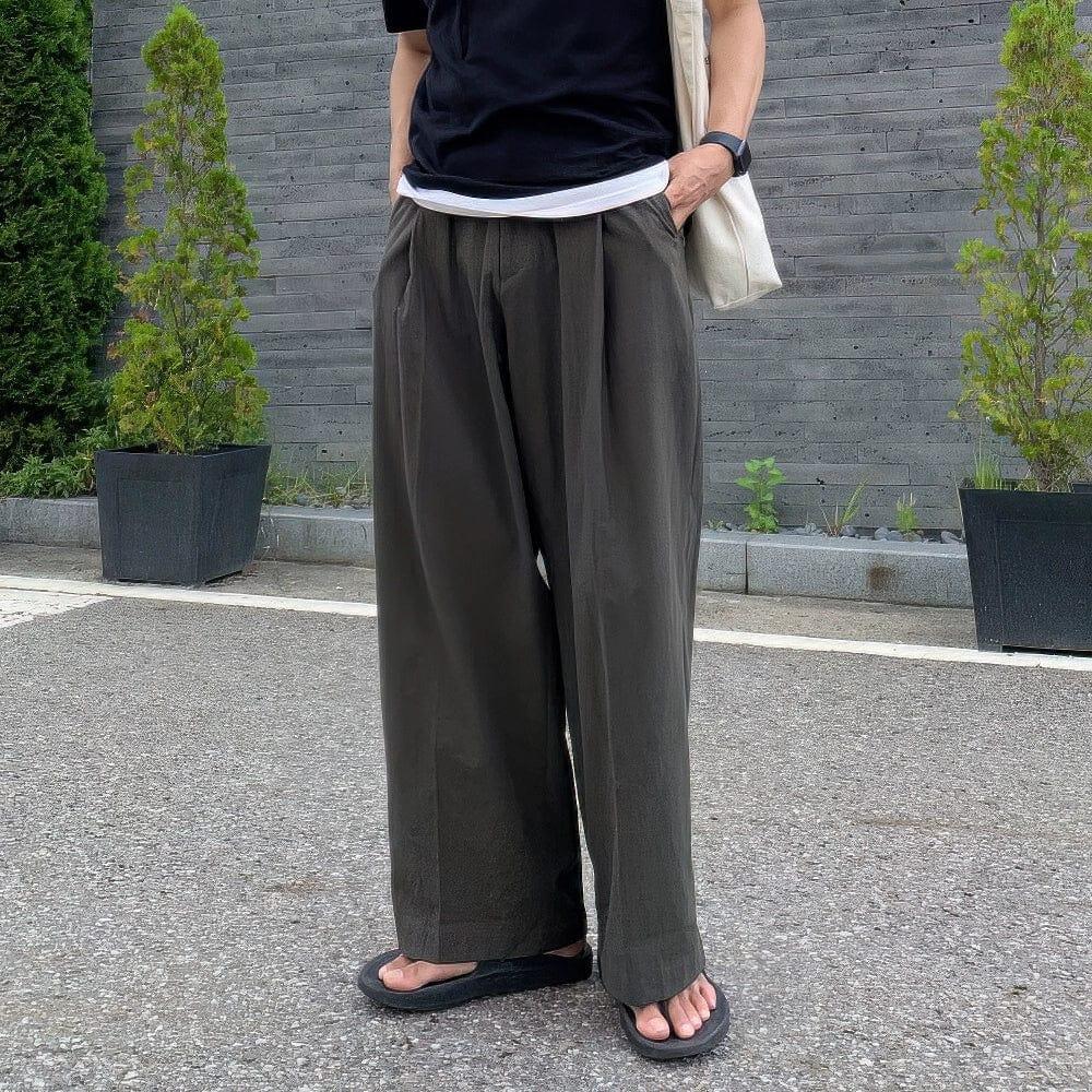 RT No. 11886 FOLDED PLEATED STRAIGHT PANTS Product Image