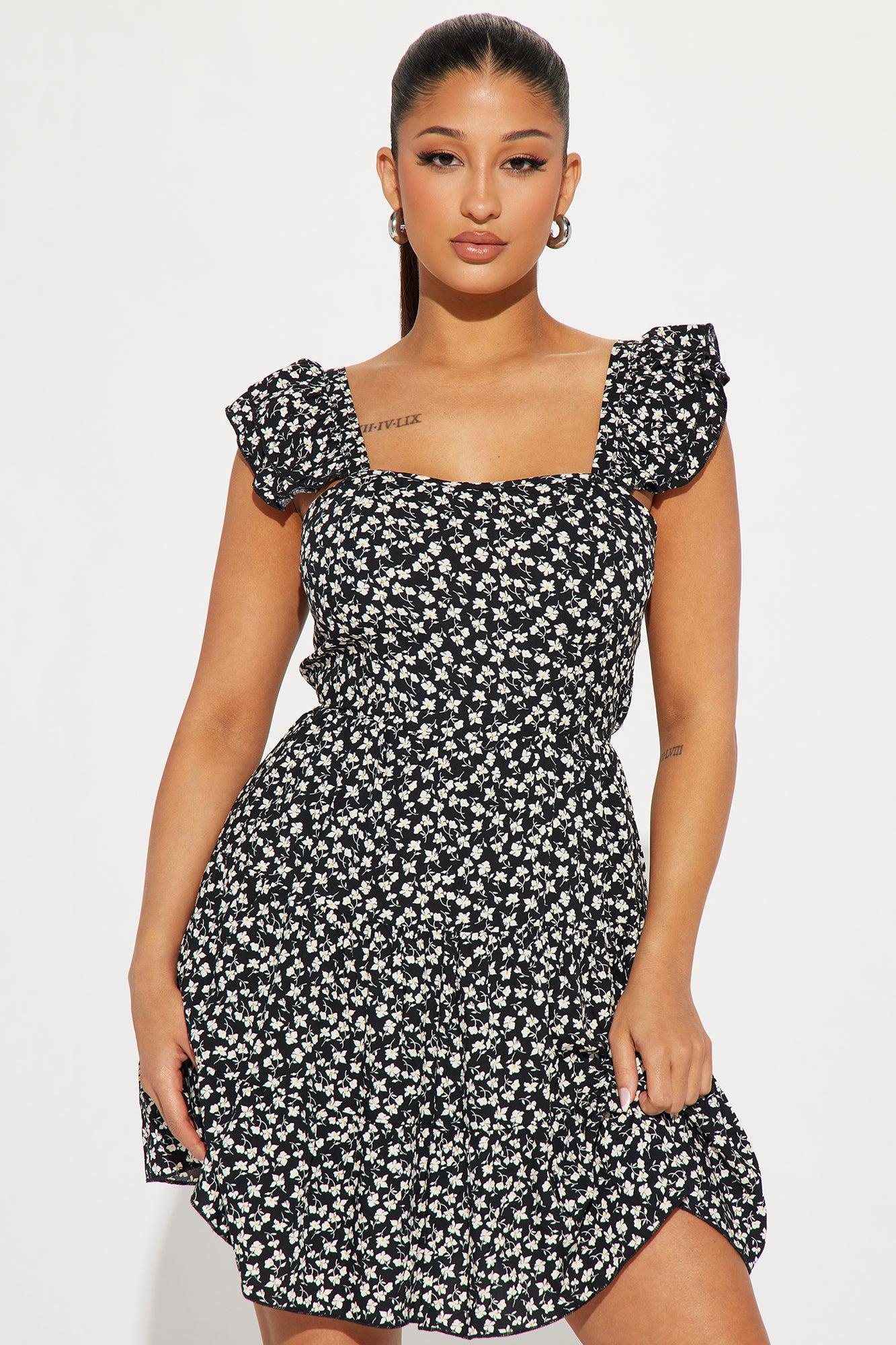 Hayden Floral Mini Dress - Black Product Image