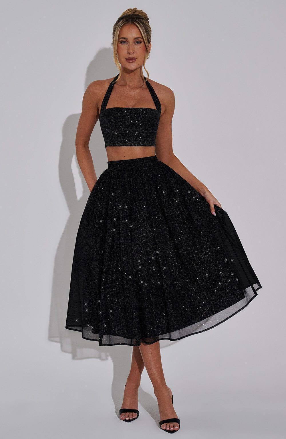 Alani Midi Skirt - Black Sparkle Product Image
