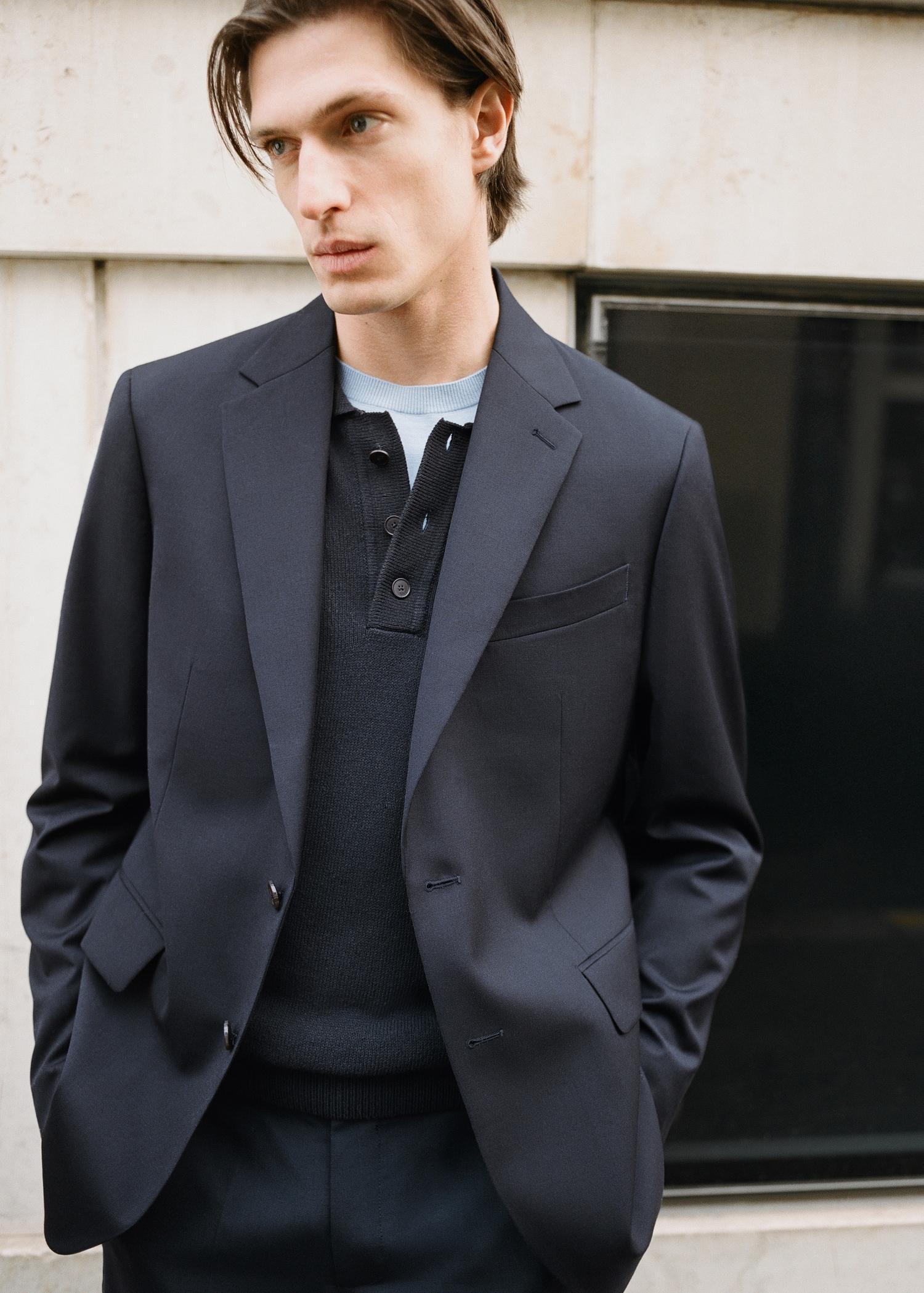 Turin 100% wool suit blazer - Men | MANGO USA Product Image