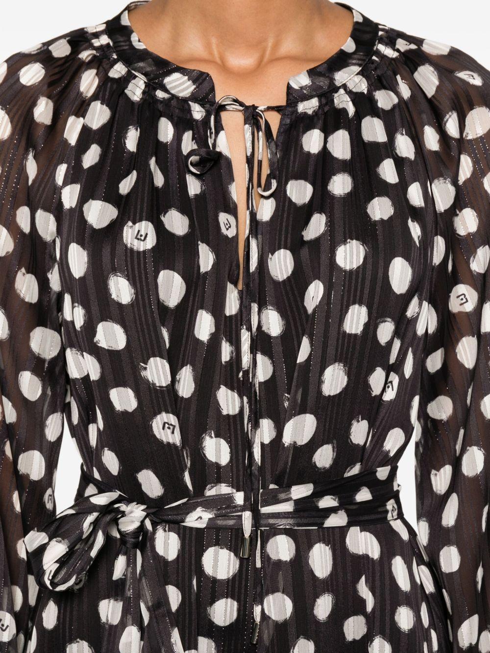 polka-dot tie-neck dress Product Image