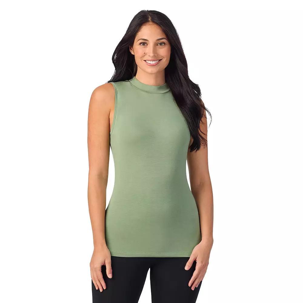 Women's Cuddl Duds® Softwear with Stretch Sleeveless Mock Neck Tank Top, Size: XS, Green Product Image