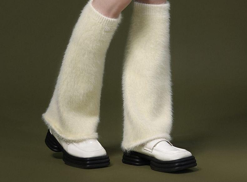 Lettering Fringed Knit Leg Warmers Product Image