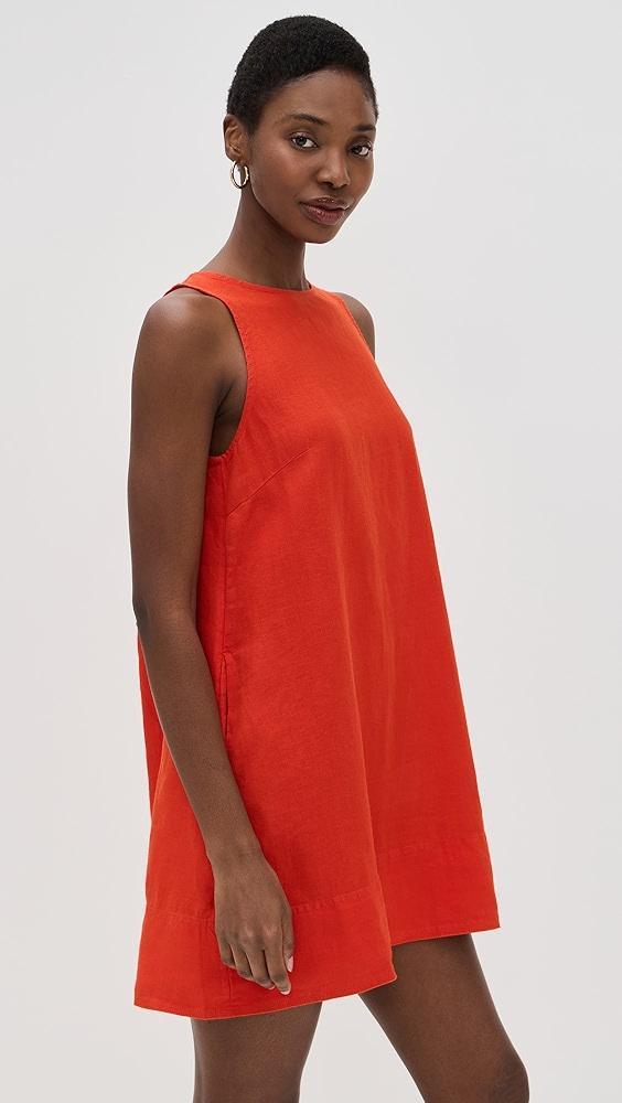 Madewell Contrast-Stitch Shift Mini Dress in Linen | Shopbop Product Image