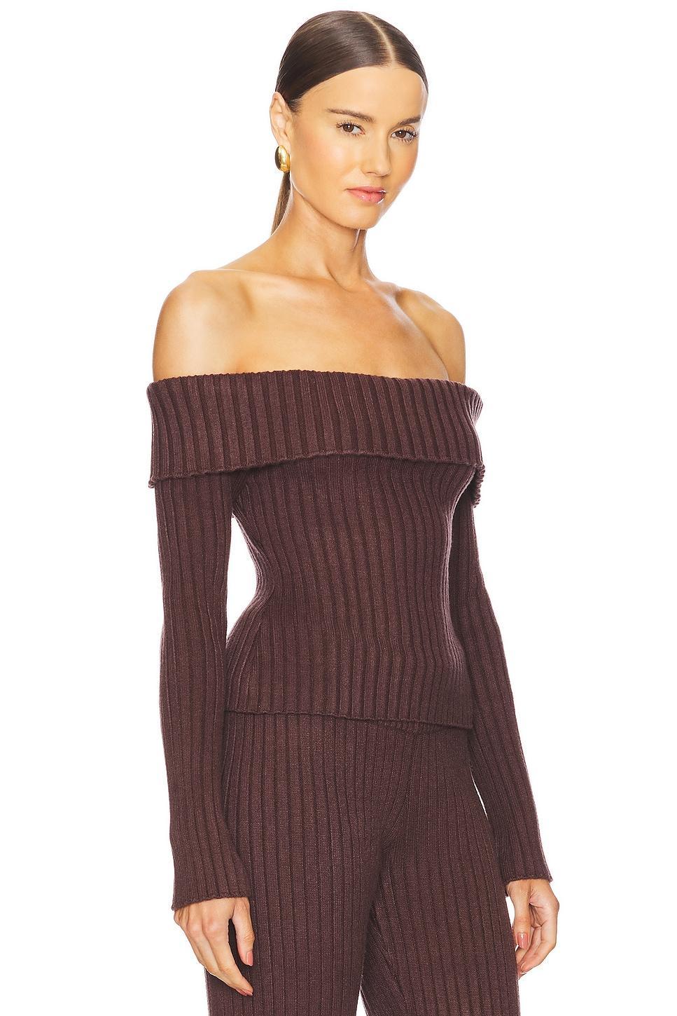 Thalia Rib Off The Shoulder Sweater GUIZIO Product Image