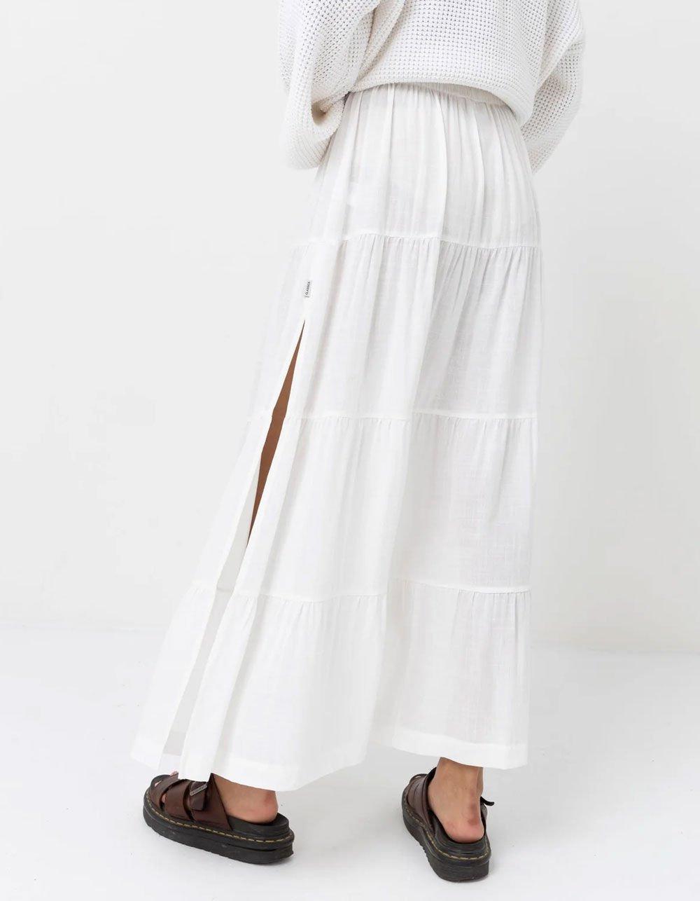 RHYTHM Classic Womens Tiered Maxi Skirt - WHITE Product Image