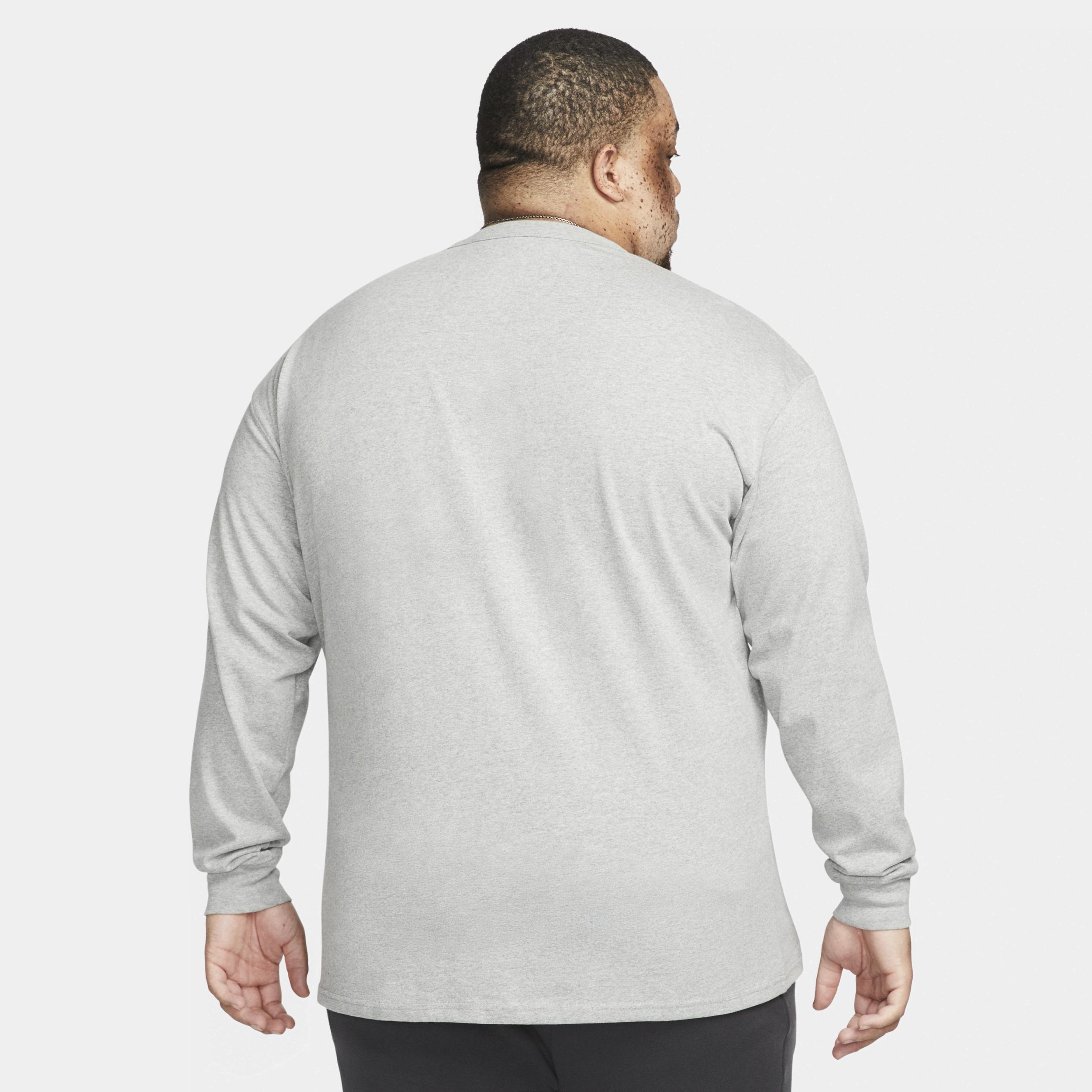 Nike Men's Sportswear Premium Essentials Long-Sleeve T-Shirt in Grey/Dark Grey Heather Size Large 100% Cotton Product Image