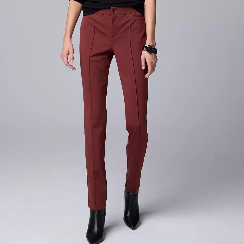 Women's Simply Vera Vera Wang Mid-Rise Pintuck Ponte Skinny Pants, Size: Small, Black Product Image