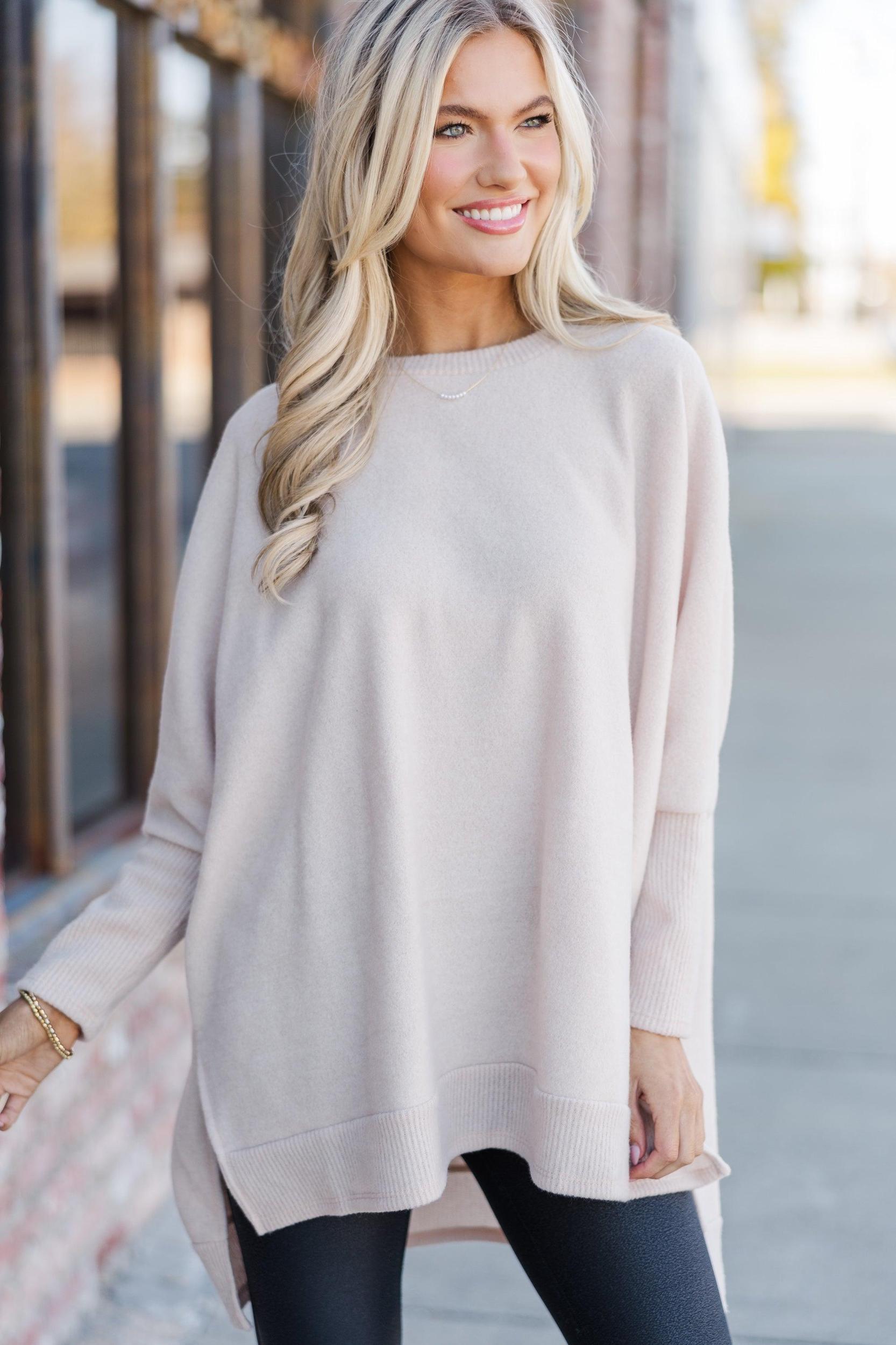 Always Fun Oatmeal Brown Tunic Female Product Image