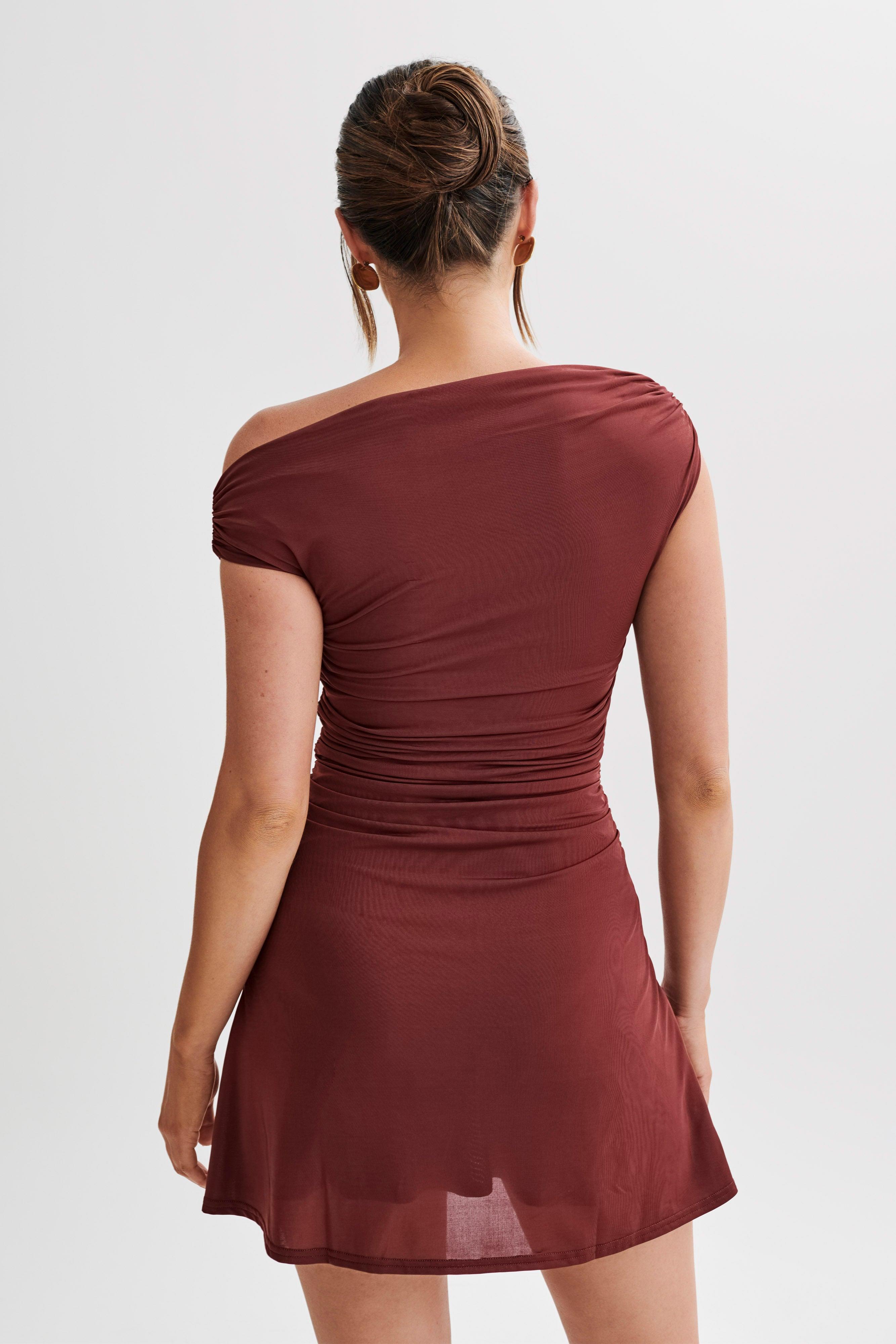 Dakoda Slinky Off Shoulder Mini Dress - Wine Product Image