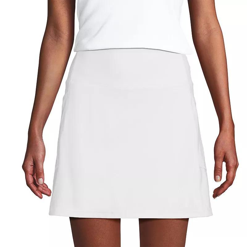 Women's Lands' End Active High-Impact High-Rise Flat Front Skort, Size: Medium, Black Product Image