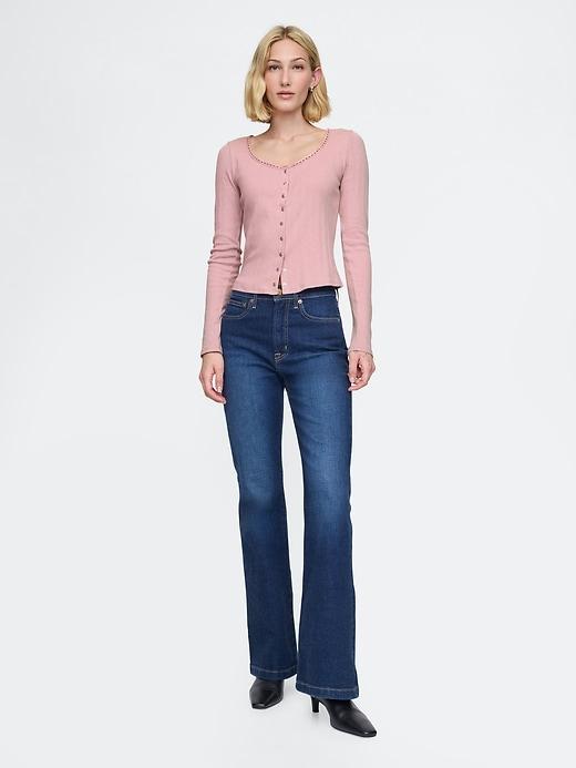 Cropped Pointelle Cardigan Product Image
