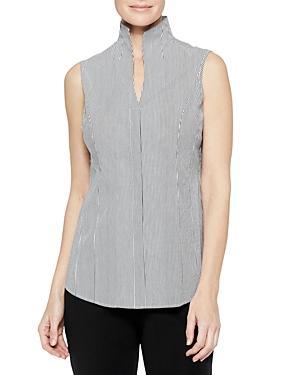 Misook Striped Mandarin Collar Top Product Image