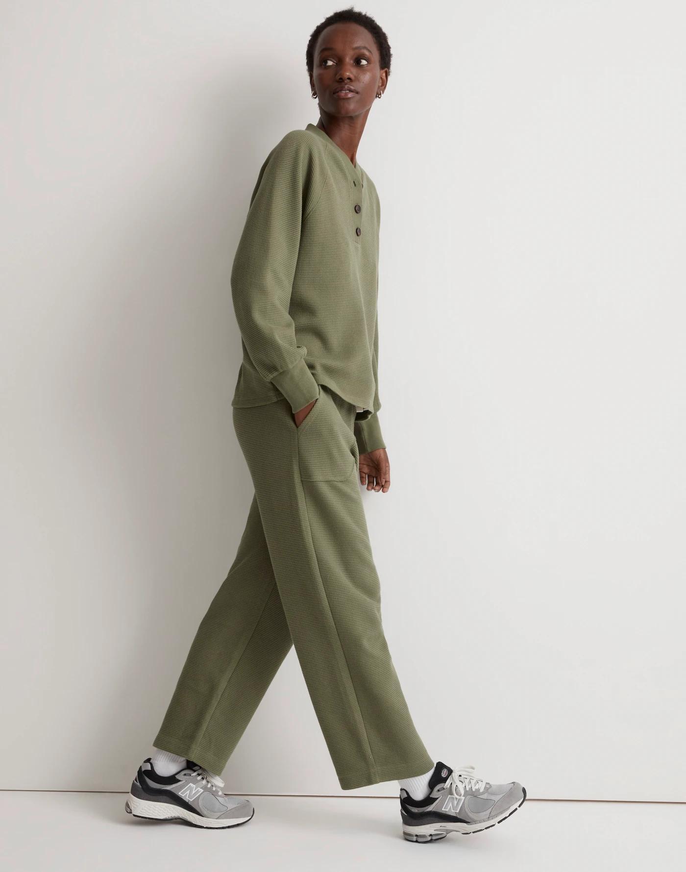 Textured Waffle Straight Sweatpants Product Image