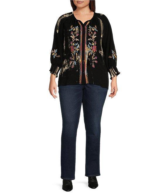 Code Bleu Plus Size Chelsea High Rise Denim Wash Straight Leg Jeans Product Image