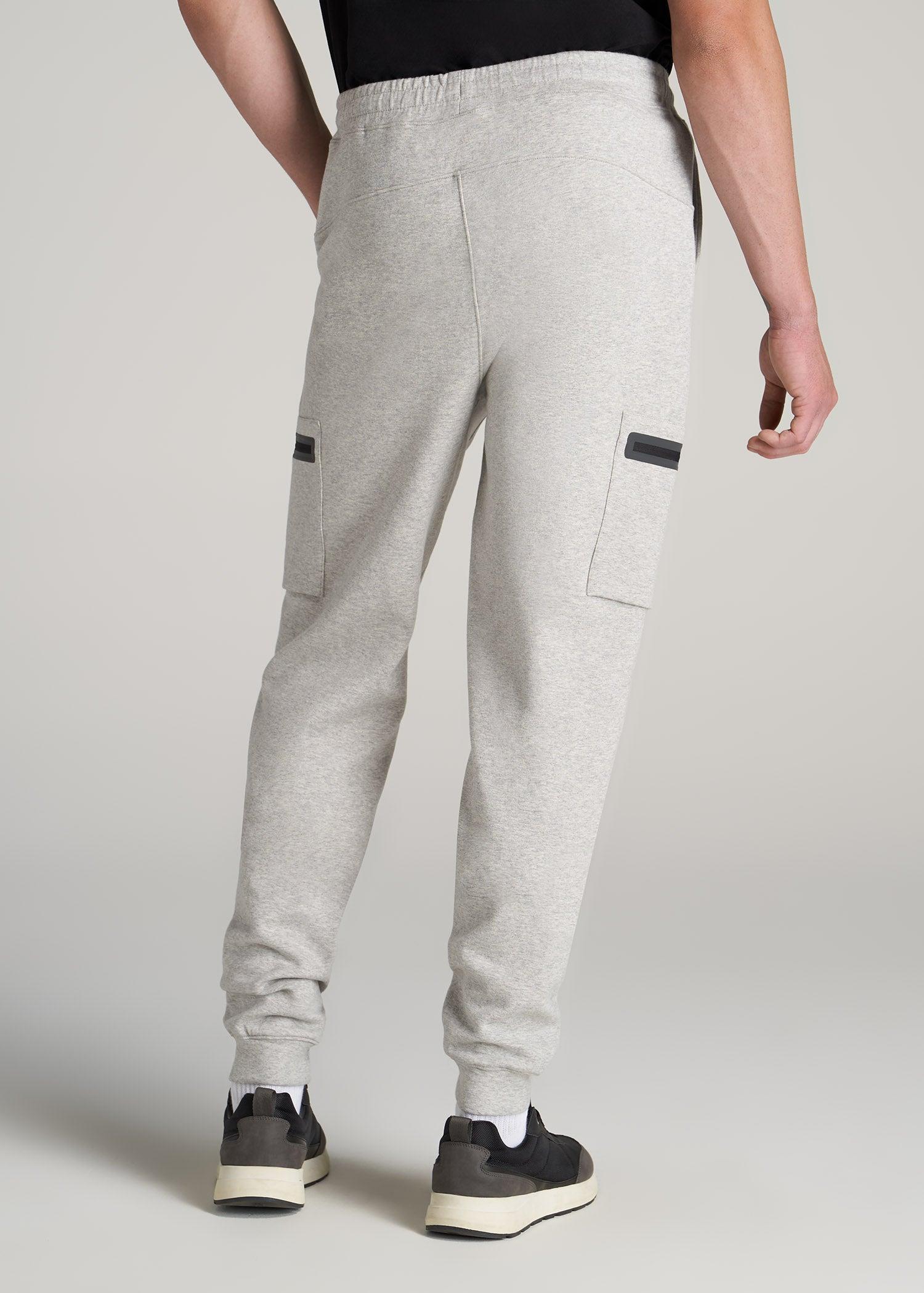 Utility Fleece Cargo Joggers for Tall Men in Grey Mix Product Image