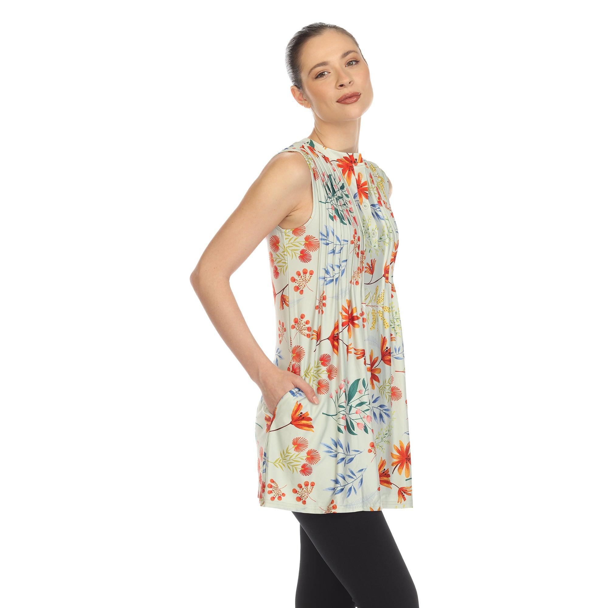 Sage Floral Sleeveless Tunic Top Product Image