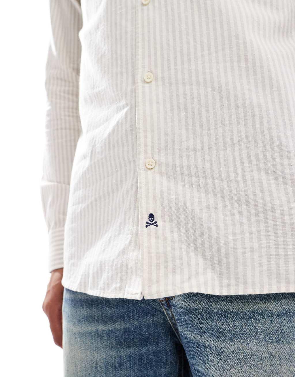 Scalpers Abbot Shirt In Gray stripes  Product Image