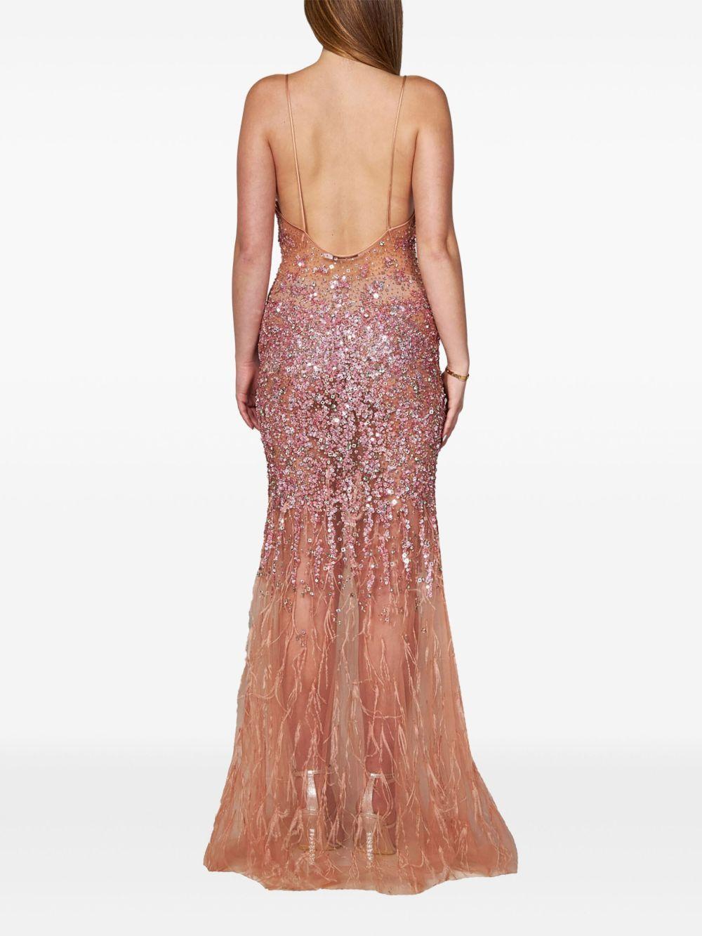 sequin-feather embellished v-neck dress Product Image