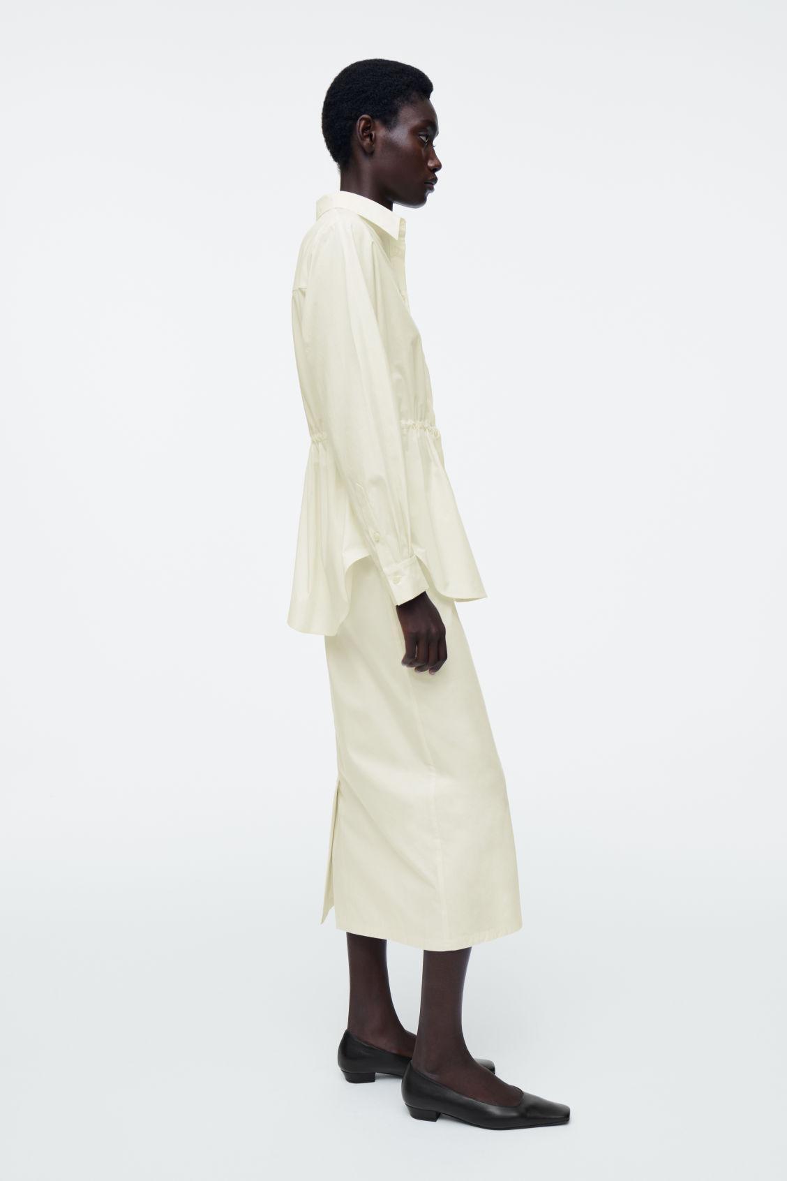 COTTON DRAWSTRING MIDI SKIRT Product Image