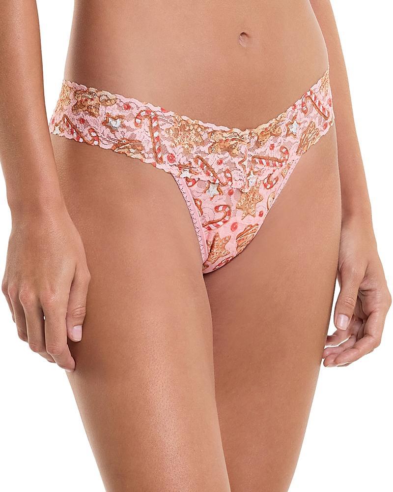 Printed Low-Rise Signature Lace Thong Product Image