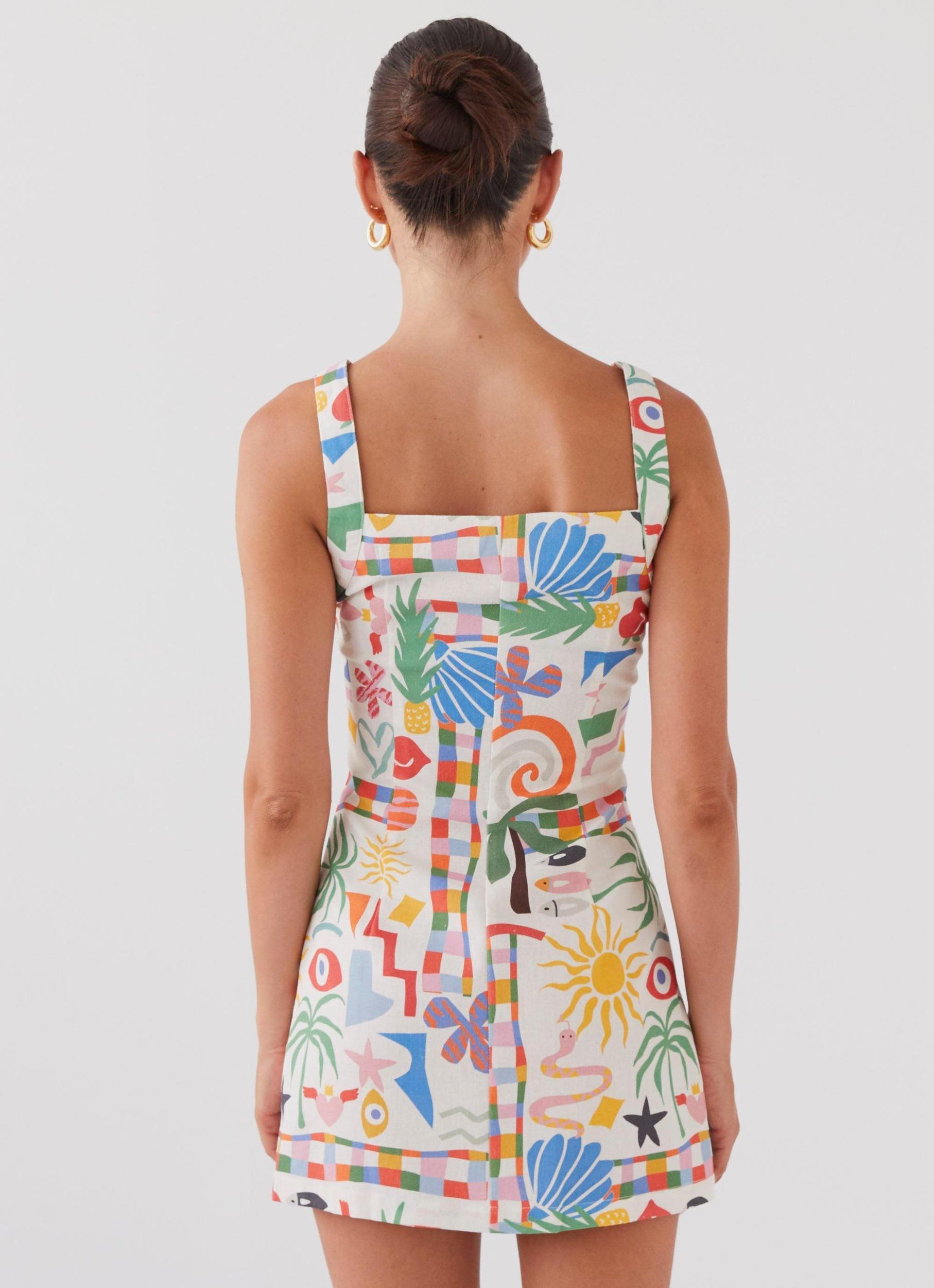 Tori Linen Mini Dress - Summer Palm Product Image