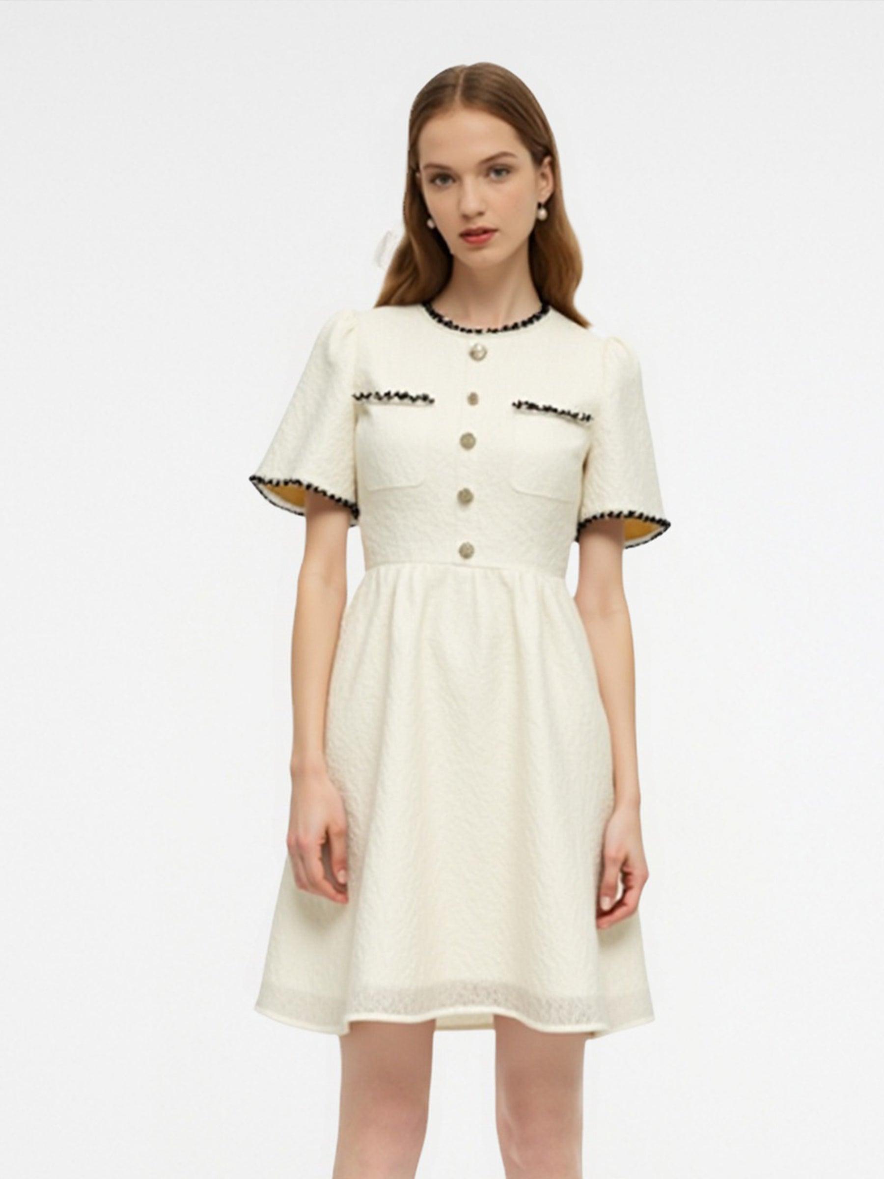 Jacquard Round Neck Women Mini Dress Product Image