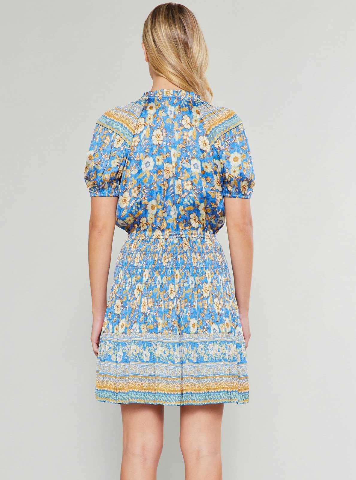 Border Printed Pleats Mini Dress Product Image