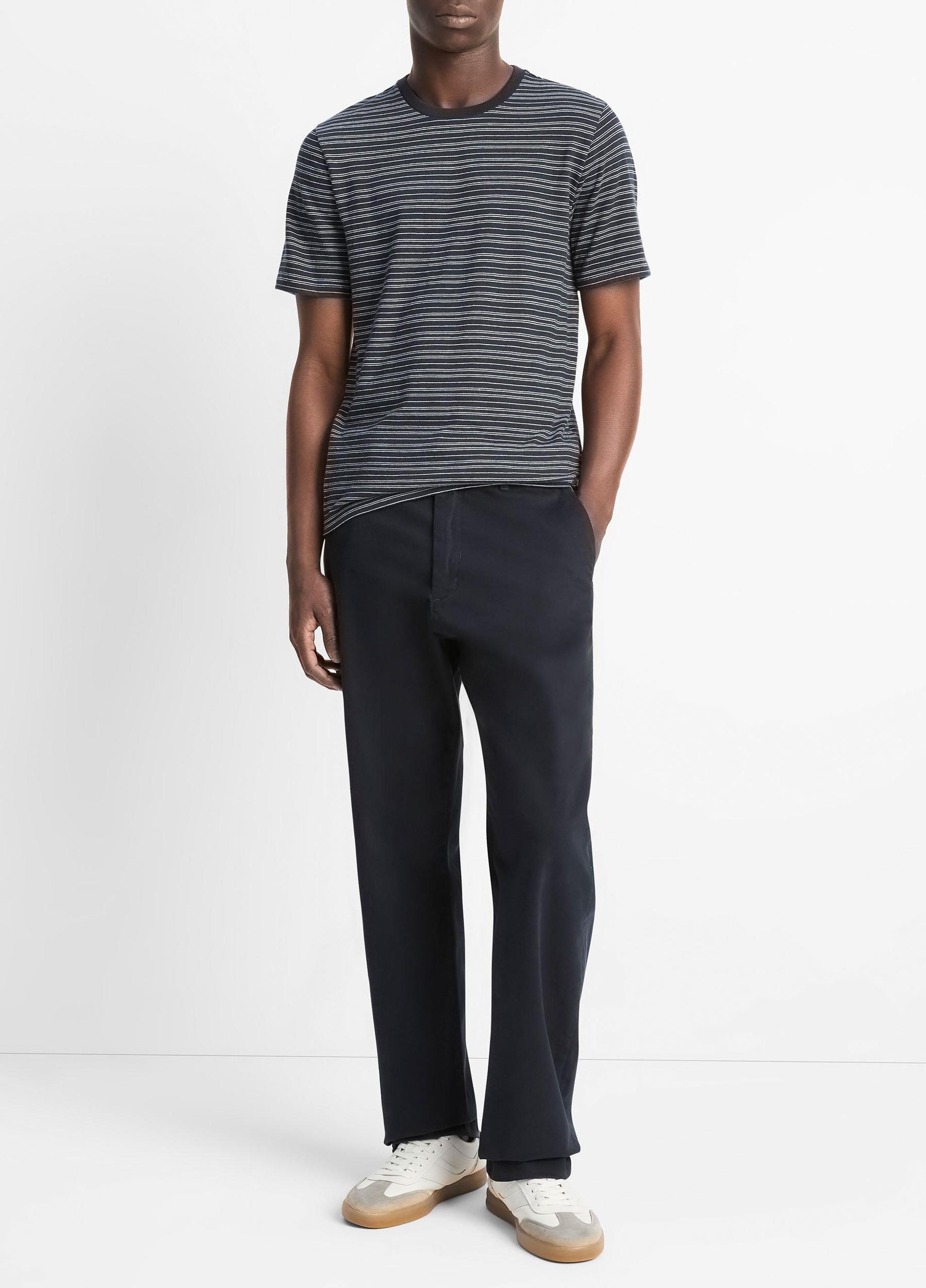 Striped Loose-Knit Cotton T-Shirt Product Image