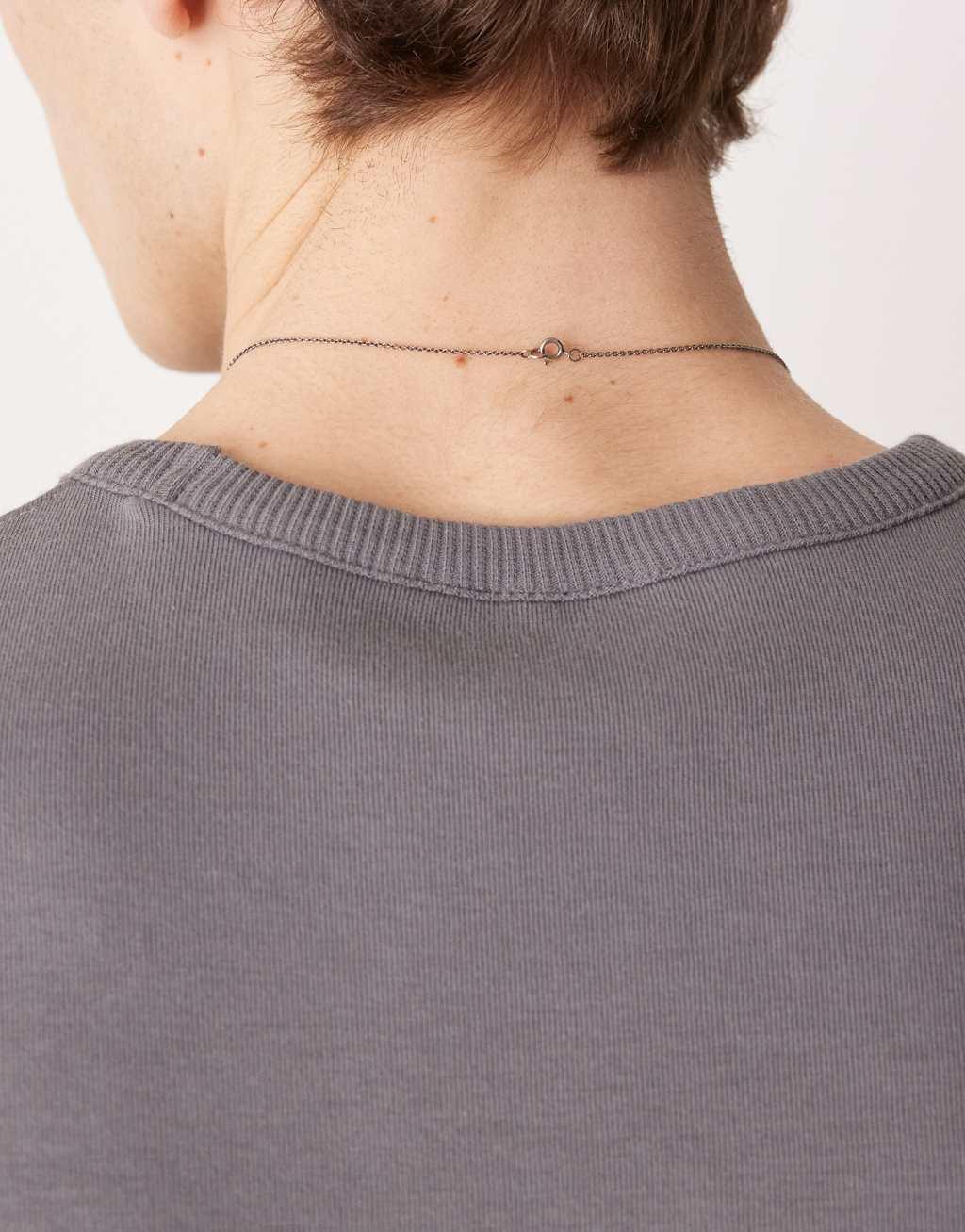 ASOS DESIGN sterling silver necklace with black round pendant in silver Product Image