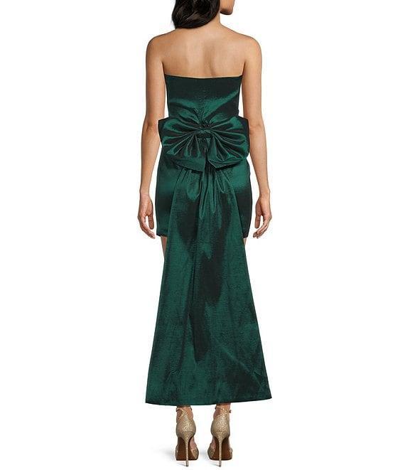 Allison & Kelly Strapless Taffeta Bow Back With Detachable Train Mini Dress Product Image