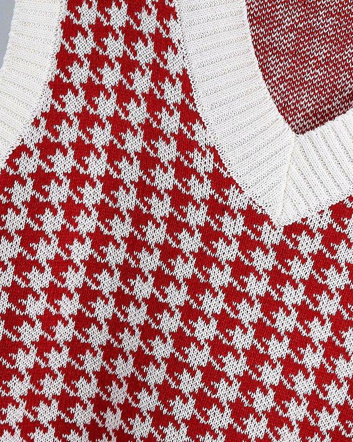 V Neck Houndstooth Sweater Vest Product Image