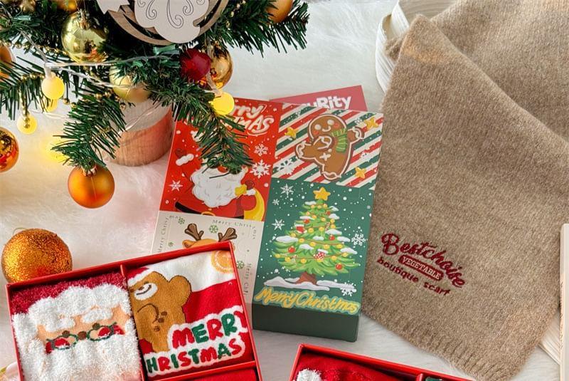 Set of 4 Pairs: Christmas Cartoon Print Socks Product Image