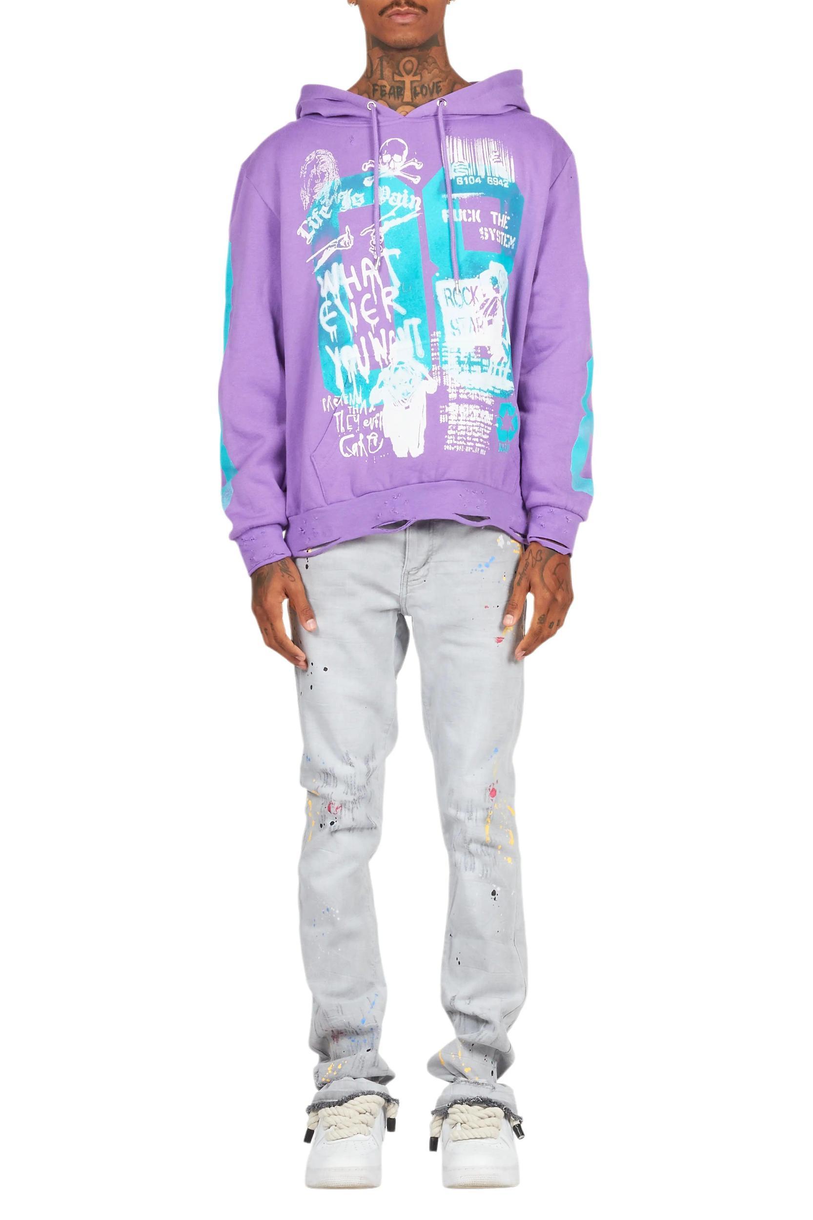 Grill Purple Graphic Hoodie Male Product Image