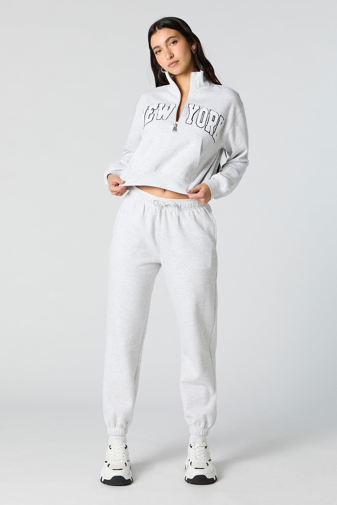 Embroidered Half Zip Fleece Sweatshirt Female Product Image