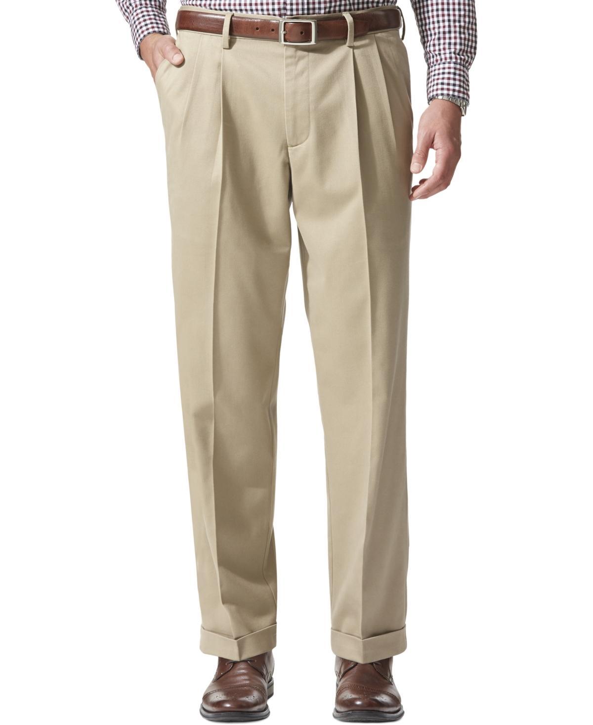 Mens Dockers Relaxed Fit Comfort Stretch Pleated Cuffed Khaki Pants Porcelain Green Product Image