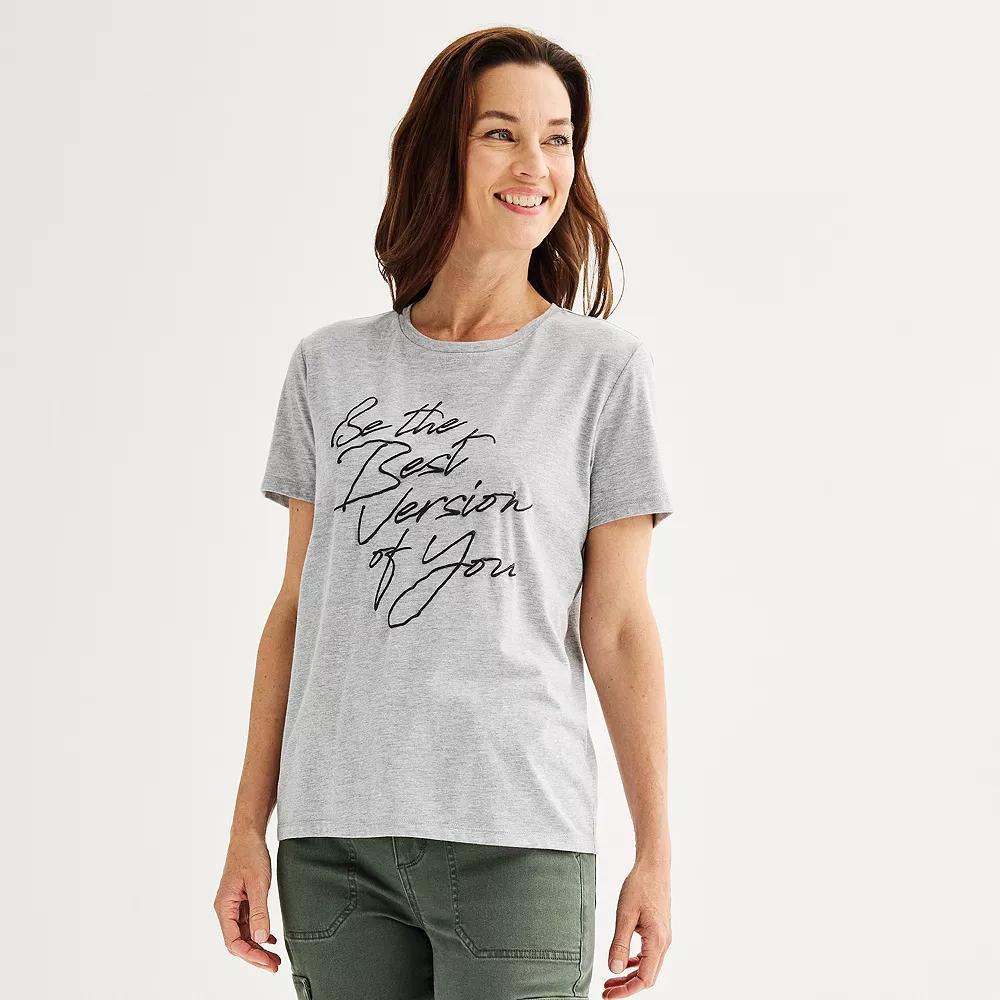 Women's "Be the Best Version of You" Graphic Tee, Size: XL, Grey Product Image