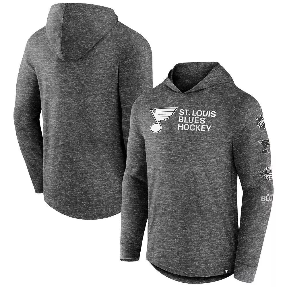 Men's Fanatics Branded  Heather Charcoal Washington Capitals Stacked Long Sleeve Hoodie T-Shirt, Size: Medium Product Image