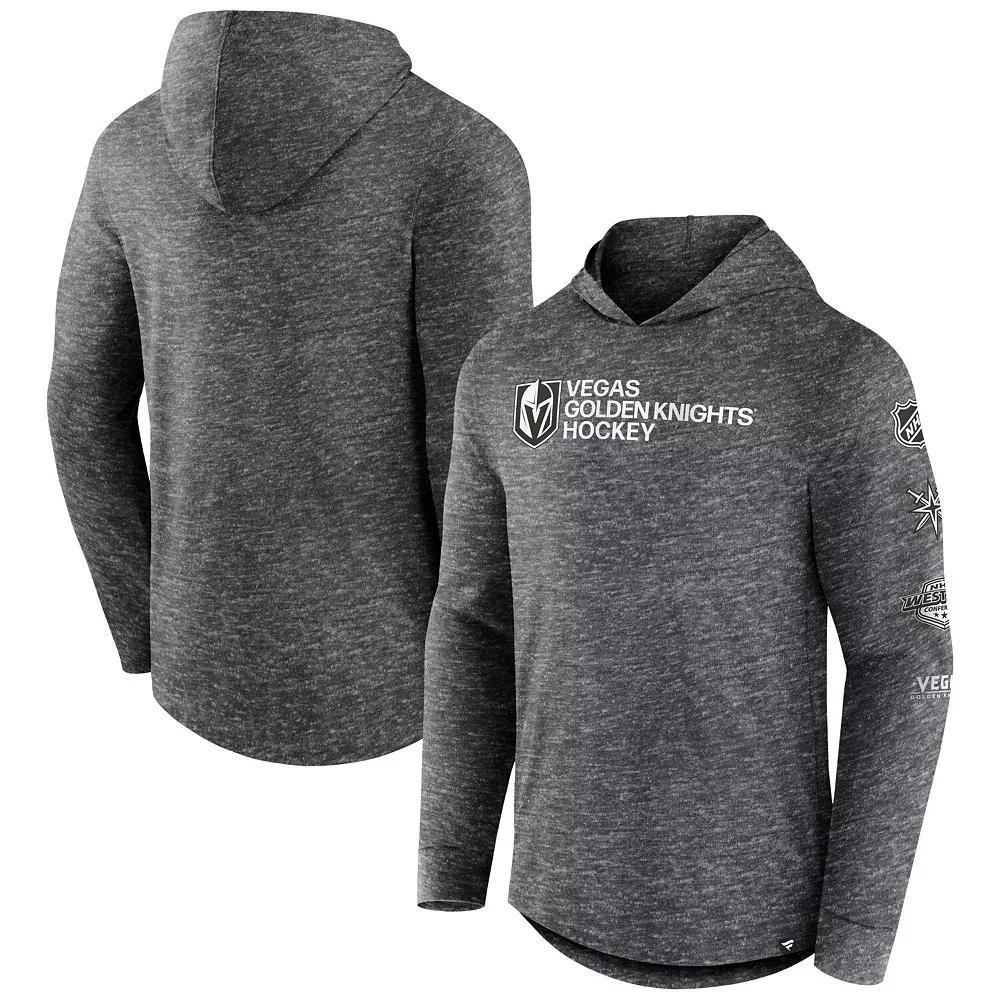 Men's Fanatics Branded  Heather Charcoal Vegas Golden Knights Stacked Long Sleeve Hoodie T-Shirt, Size: Small, Lvk Charco Product Image